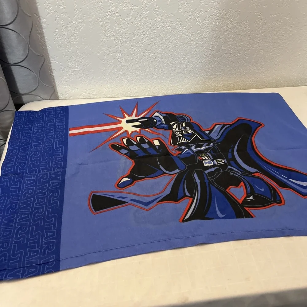 Vintage Star Wars One Pillowcase Darth Vader YODA 2005 Blue 29.5
